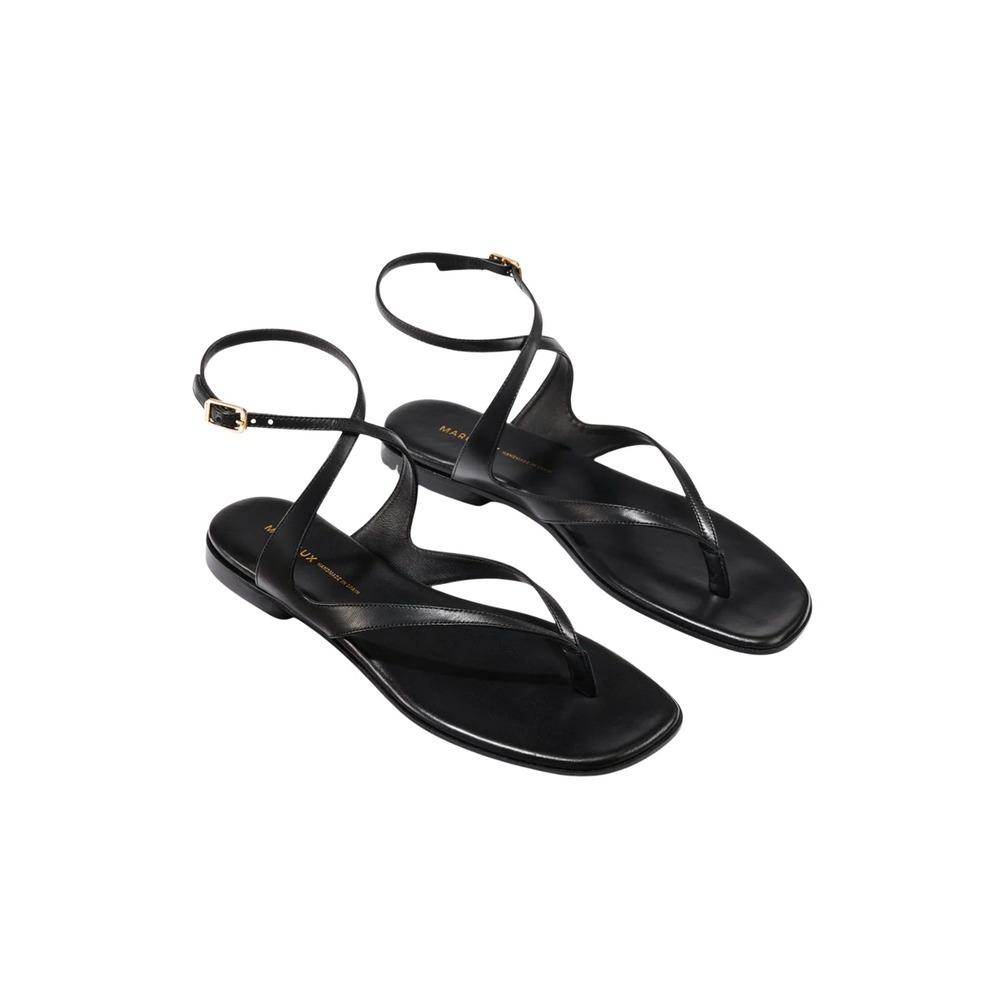 Margaux The Palermo Sandal Black Leather Ankle Strap Thong NWOB 37.5 $335